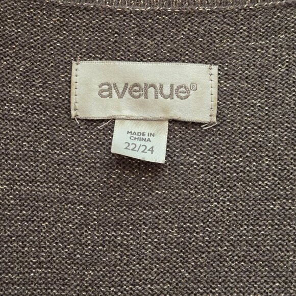 Avenue Gray Grey Long Sleeve Scoop Neck Metallic Sweater Plus Sz 22/24 - Picture 12 of 14